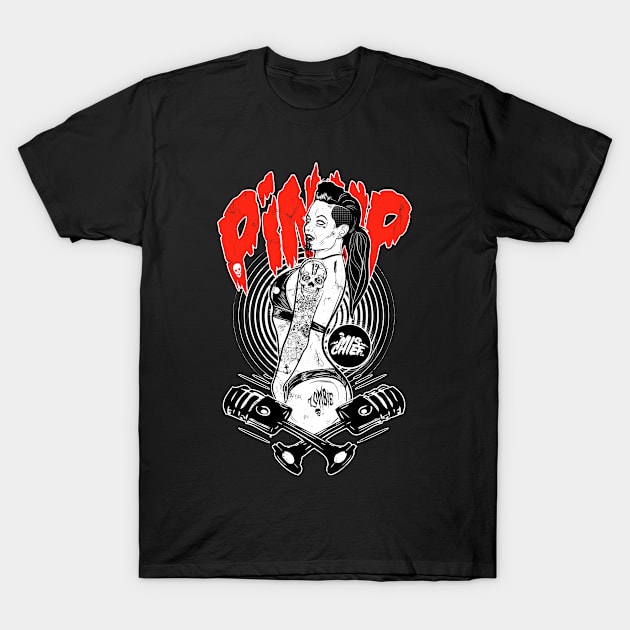 Zombie Hot Rod Pinup T-Shirt by deerokone